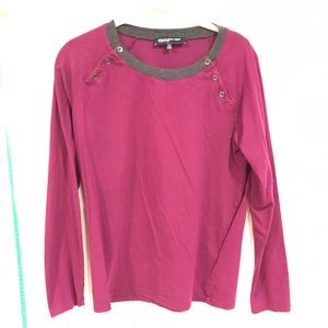 Jones New York fancy maroon fancy long sleeve t-shirt